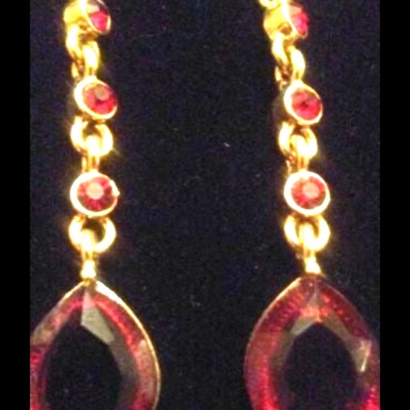 Gorgeous Red Teardrop Earrings -Vintage 1980s - Picture 2 of 3